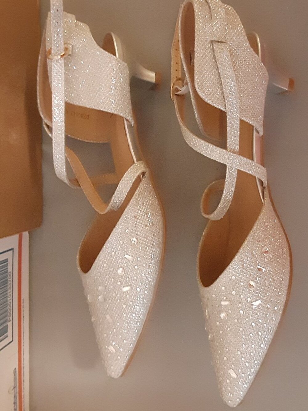 Sparkly Sparkling Shoes in Silvery Gray Sling-Back Shoe Sandals * New * 10 - Picture 6 of 10